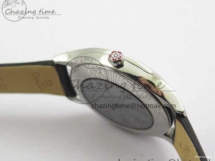 0406 ZeroBulk Ladies’ De Ville Trésor Diamond SS 3AF 1:1 Best Edition White Dial Black Markers On Black fabric strap Swiss Quartz 7880